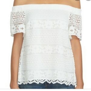 1. State white lace off the shoulder top.  Size M